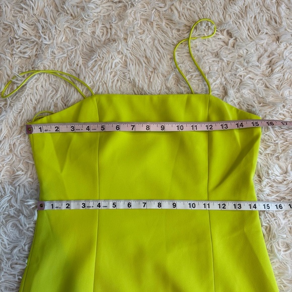 Alice+Olivia Fifi Fitted Mini Cami Dress Citron Lime 6 NWT Spaghetti Strap ALine - Picture 4 of 7
